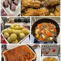 可能是牧羊人派、燉小牛膝和炸丸子的圖像