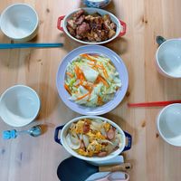 可能是拉麵、豆腐、水波蛋和麵的圖像