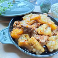 可能是燉小牛膝、豆腐和文字的圖像
