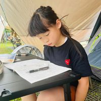 可能是 1 人、在露營、讀書和文字的圖像