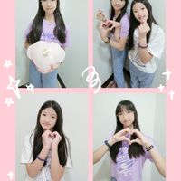 可能是 5 個人、辮子、紅心和顯示的文字是「 V DyAng STAue ወ + + + t LOVE 」的圖像
