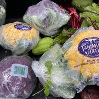 可能是莙薘菜、綠葉甘藍和文字的圖像