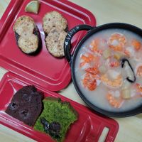 可能是豆腐、蝦和文字的圖像