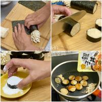 可能是豆腐、壽司和文字的圖像