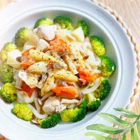 可能是豆腐和義大利麵的圖像