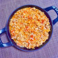 可能是義大利麵、印度香料飯、炒飯、字母湯和牧羊人派的圖像
