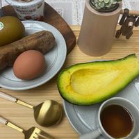 可能是水果、水波蛋和咖啡杯的圖像