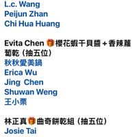 可能是顯示的文字是「 11:07 < 95 我愛Staub鎮鐵鍋 Staub 錀鐵鍋 我愛 沙超級好禮來囉 何以柔 何以柔節蛋黃酥6入組（抽五位） 蛋黃酥6入組 （抽五位） 陳雨芯 Conny Hsu L.c. Wang Peijun Zhan Chi Hua ChiHuaHuang Huang Evita Chen 櫻花蝦干貝醬+ vitaChen櫻花蝦干貝醬+香辣 香辣蘿 葡乾 （抽五位） 秋秋愛美鍋 EricaWu Erica Wu JingChen Jing Chen Shuwan Weng 王小栗 林正真曲奇餅乾組（抽五位 林正真 曲奇餅乾組 （抽五位） Josie Tai 廖佳琪 Lydia Lee RichelHsieh Richel Hsieh 李婉菁 Candian Chana trh 影片 Marketplace 社園 通知 功能表」的圖像