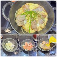 可能是麵、豆腐、歐姆蛋和顯示的文字是「 PhotoGrid 」的圖像