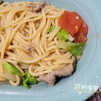 可能是義大利麵、炒麵、拉麵和顯示的文字是「す5 料理學習日記」的圖像