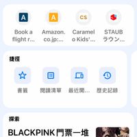 可能是 1 人和顯示的文字是「 5:54 4G cc Google 搜尋或輸入網址 A A cs Book a flight ٢٠٠٠ Amazon. co.jp:... Caramel ο Kids'... STAUB ラウン… 捷徑 書館開讀清單最近開歴史記錄 最近開... 書籤 閲讀清單 歷史記錄 探索 BLACKPINK門票一堆 門票一堆 人買到！ 到！粉絲狂讚 LVisa isa無限卡」 也太 好搶了 娛樂 NOWnews今日新聞 今日新聞 5時 NOWnews … 」的圖像