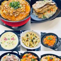 可能是豆腐、義大利麵和文字的圖像