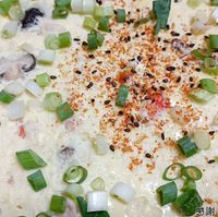 可能是歐姆蛋、粥和水波蛋的圖像