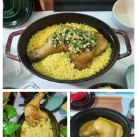 可能是西班牙大鍋飯、燉小牛膝、印度香料飯和北非小米飯的圖像