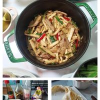 可能是義大利麵、豆腐和顯示的文字是「 STAUB STAUB STAUB E SAVIS 福」的圖像