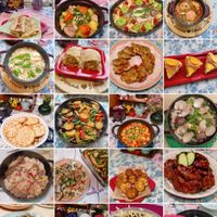 可能是炒麵和顯示的文字是「 Staub月曆4月 Staub 月曆4月 Donna Staue OO OOO onne 35酒」的圖像