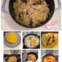 可能是炒飯、西班牙大鍋飯和顯示的文字是「食在美味大樂透 SENEE 」的圖像
