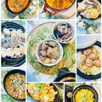 可能是西班牙大鍋飯、印度香料飯、粥、豆腐、麵和文字的圖像