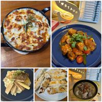 可能是牧羊人派、炸丸子、肉餡餅和文字的圖像