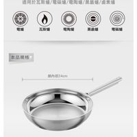 可能是顯示的文字是「複合式鍋底 複合式鍋底不挑爐具 不挑爐具 適用於瓦斯催/電础爐/電陶爐/黑晶爐/富素施 黑晶爐/卤素爐 卤素爐 適用於瓦斯爐/ 電磁爐/ 電陶爐/ 黑晶爐/ 瓦斯爐 電陶爐 黑晶爐 電磁爐 本品規格 鍋內徑24cm 徑2 4cm 鍋內 選擇德國雙人鍋具的理由」的圖像