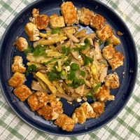 可能是豆腐和義大利麵的圖像