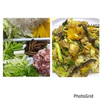 可能是麵、香菇、豆腐、紫蘇和顯示的文字是「 4/45T PhotoGrid 」的圖像