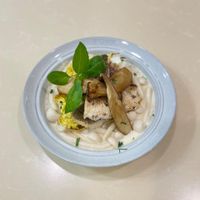 可能是豆腐、粥、義大利麵和香菇的圖像