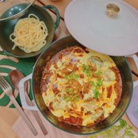 可能是豆腐、義大利麵和文字的圖像