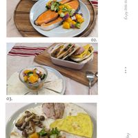可能是歐姆蛋、煙燻鮭魚和墨西哥捲餅的圖像