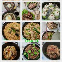 可能是炒麵、印度香料飯、快炒、炒飯和顯示的文字是「 Olive Olive Otive.CF CF 」的圖像