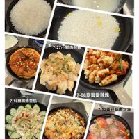 可能是西班牙大鍋飯、炒飯、豆腐和顯示的文字是「 7-27小鮮肉并取 7-27 7-18嫩嫩雞里肌 7-08麥當當雞塊 7-08 7-12黃豆芽肉丸湯 INSTAMAG 」的圖像