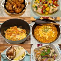 可能是炒飯、豆腐、義大利麵、炒麵、麵和顯示的文字是「 a STAUB STAUS 」的圖像