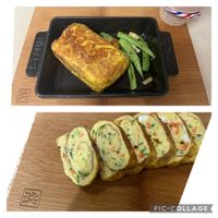 可能是歐姆蛋、豆腐和顯示的文字是「 PIC.COLLAGE 」的圖像