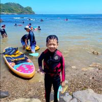 可能是 8 個人、衝浪板、海洋和海灘的圖像