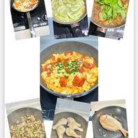 可能是義大利麵、炒飯、西班牙大鍋飯和文字的圖像
