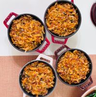 可能是義大利麵、印度香料飯、牧羊人派、炒麵、炒飯和西班牙大鍋飯的圖像