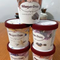 可能是義式冰淇淋、燕麥餅乾和顯示的文字是「 Häagen-Dgzş Dgzs CHOCOLATE Mãagen-Dazs AHILLA agen- 3en-Dazs Dazs Darzs Moagen-D Miagen-Daz EREAM HIMERIES Mäagen-Dazs Dazs 」的圖像