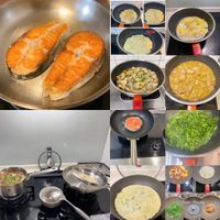 可能是煙燻鮭魚、歐姆蛋和顯示的文字是「 30 30/30 Mow Kitchew 1 」的圖像