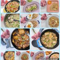 可能是義大利麵、炒麵、麵、炒飯、豆腐和文字的圖像