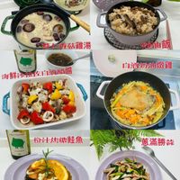 可能是西班牙大鍋飯、義大利麵、豆腐、炒飯和文字的圖像
