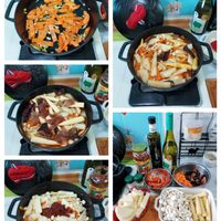 可能是牧羊人派、豆腐、西班牙大鍋飯和文字的圖像