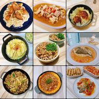 可能是歐姆蛋、炒麵、牧羊人派、義大利麵和文字的圖像