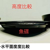 可能是顯示的文字是「高度比較 魚拓 魚碟 23cm 煎烤盤 側面同一水平面度度比較」的圖像