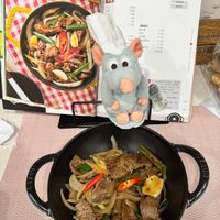 可能是肉排、快炒和文字的圖像