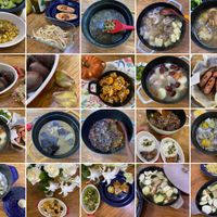 可能是火鍋、豆腐、麵、粥、香菇、拉麵和文字的圖像