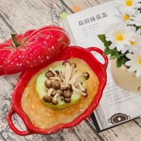 可能是豆腐、香菇、粥、牧羊人派和文字的圖像