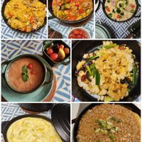 可能是西班牙大鍋飯、粥、牧羊人派、炒飯和豆腐的圖像