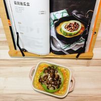 可能是香菇、豆腐、粥和文字的圖像