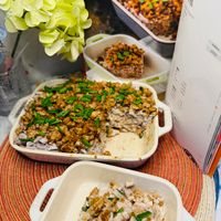 可能是印度香料飯、牧羊人派和炒飯的圖像