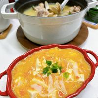 可能是火鍋、粥和豆腐的圖像